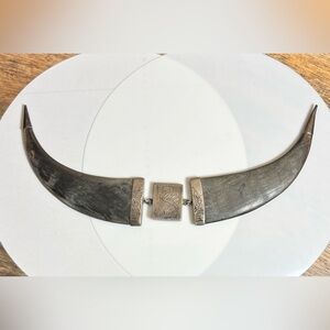 Vintage Native American Sterling Silver and Horn Necklace